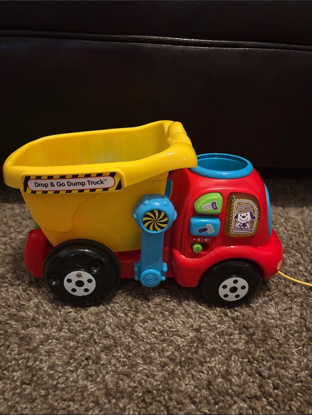 Interactive Yellow & Red Drop-and-Go Kids Dump Truck Toy